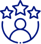 Blue icon featuring three yellow stars arranged in a row, symbolizing ratings or quality