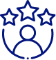 Blue icon featuring three yellow stars arranged in a row, symbolizing ratings or quality