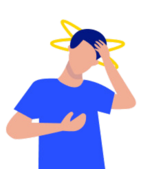 A vector image of man suffering from vertigo