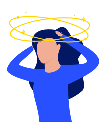 A vector image of women suffering from bppv