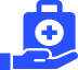 A blue medical bag held by a hand, showcasing its practical design and readiness for use in healthcare