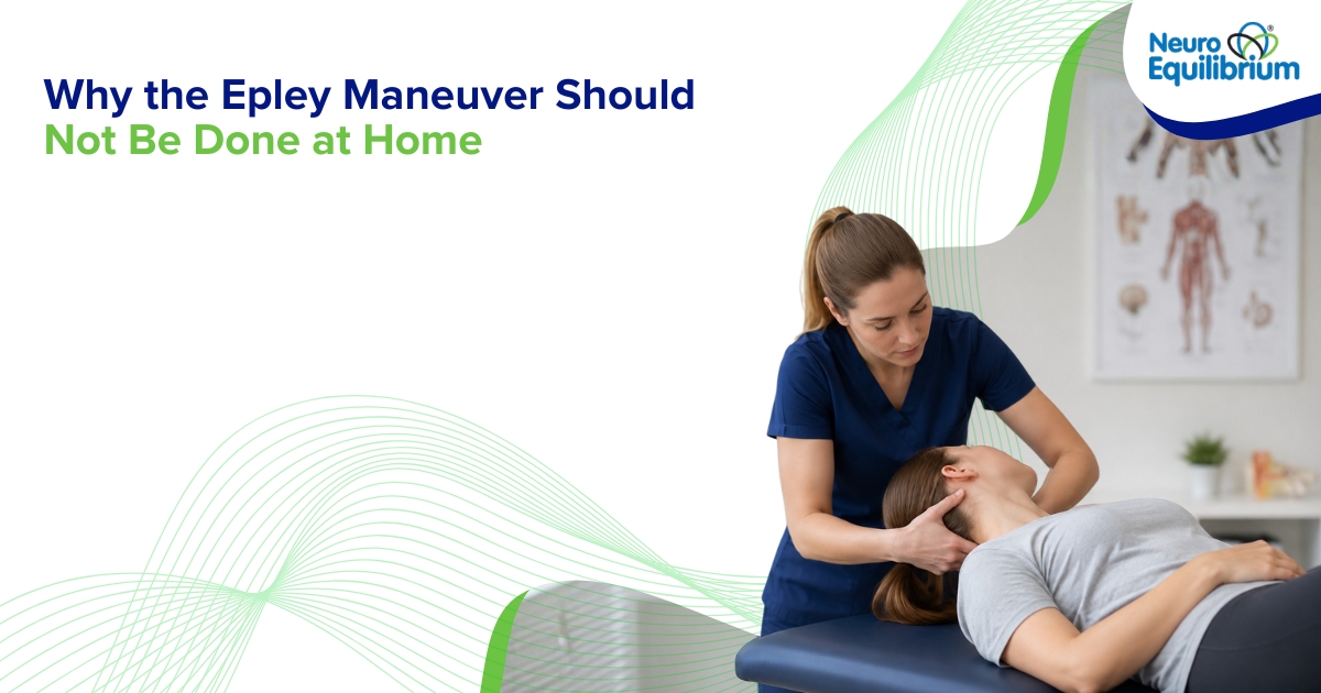 Professional performing the Epley maneuver on a patient